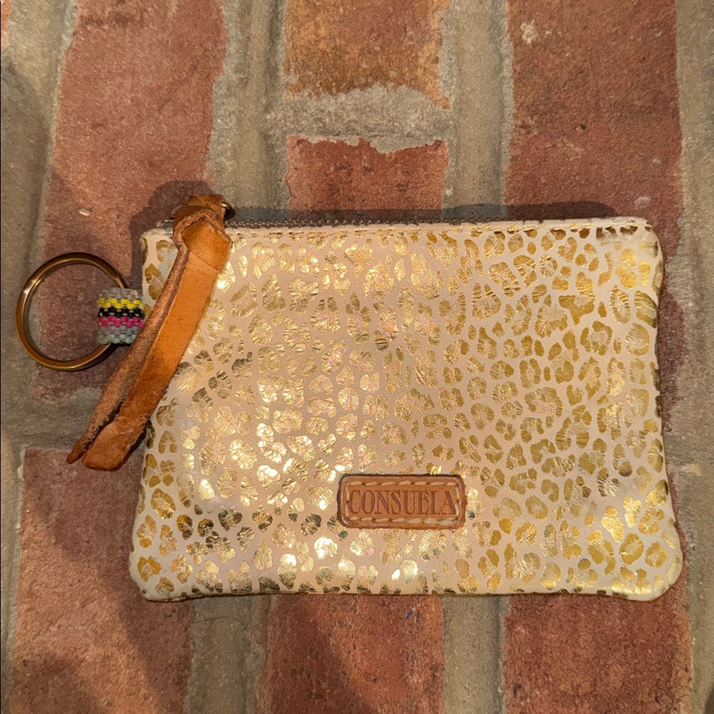 Consuela Kit Pouch Metallic Gold Leopard